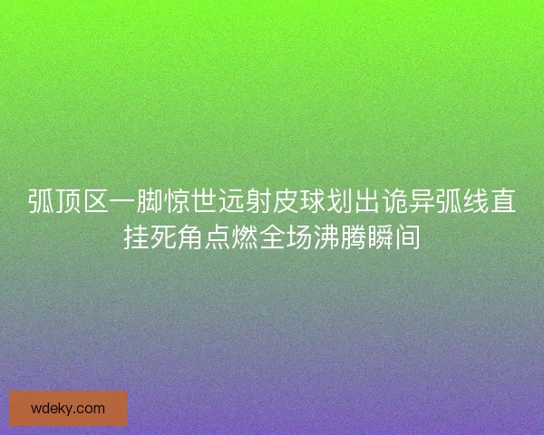 弧顶区一脚惊世远射皮球划出诡异弧线直挂死角点燃全场沸腾瞬间