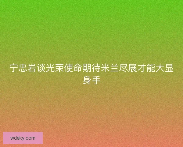 宁忠岩谈光荣使命期待米兰尽展才能大显身手
