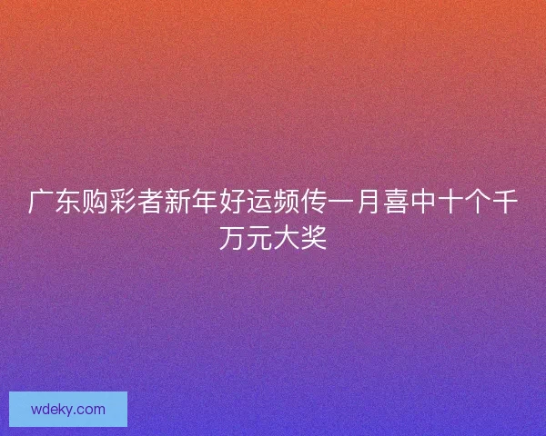 广东购彩者新年好运频传一月喜中十个千万元大奖
