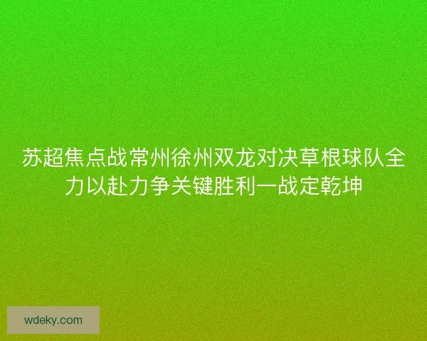 苏超焦点战常州徐州双龙对决草根球队全力以赴力争关键胜利一战定乾坤