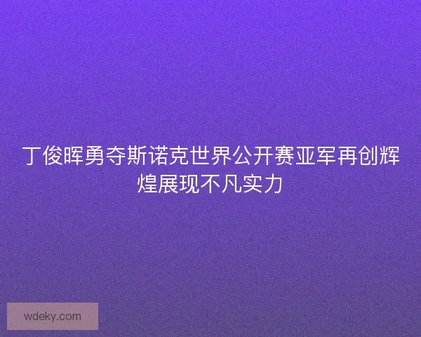 丁俊晖勇夺斯诺克世界公开赛亚军再创辉煌展现不凡实力