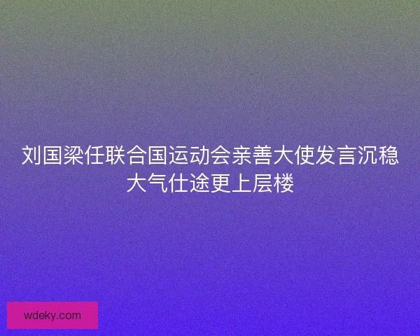 刘国梁任联合国运动会亲善大使发言沉稳大气仕途更上层楼