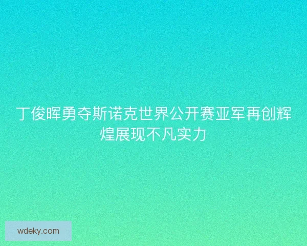 丁俊晖勇夺斯诺克世界公开赛亚军再创辉煌展现不凡实力